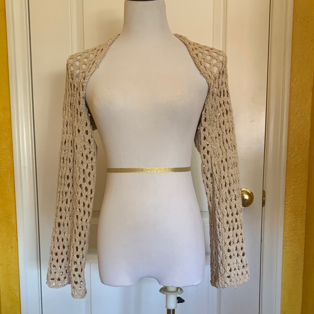 Full Tilt Cream Open-Knit Women's Shrug